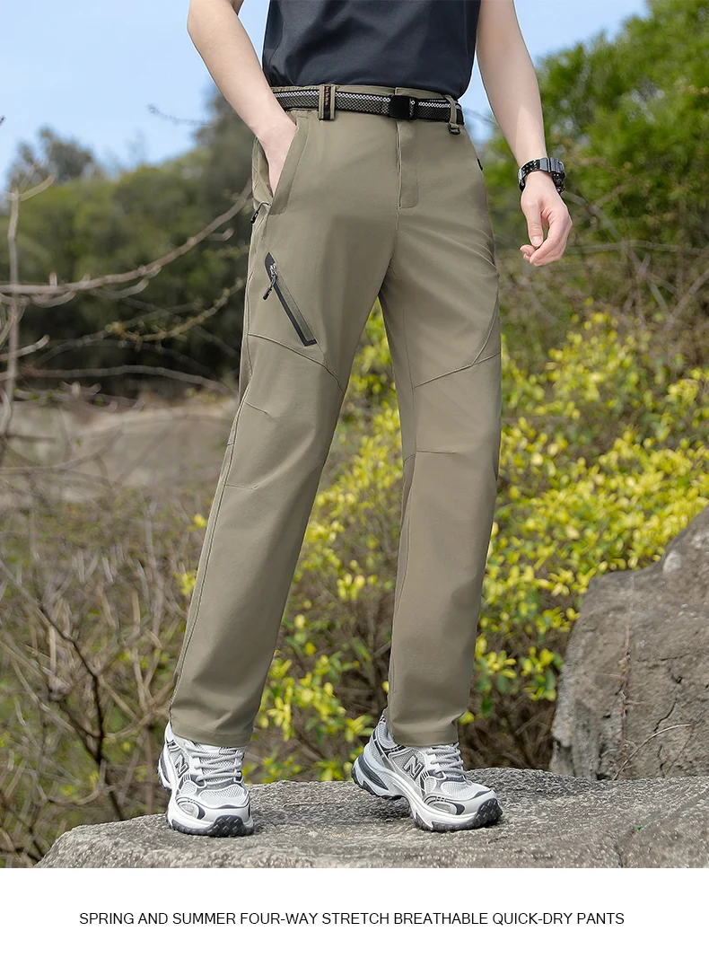 Men's Outdoor Elastic Quick-Dry Hiking Pants, Water-Resistant, Durable, Comfortable, Versatile, Suitable for Daily Work, Mountaineering, Camping, and Fishing Activities