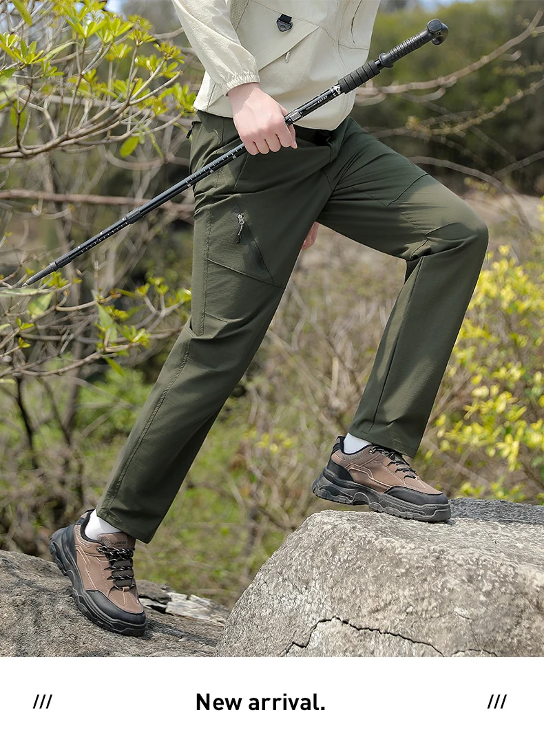 Men's Outdoor Elastic Quick-Dry Hiking Pants, Water-Resistant, Durable, Comfortable, Versatile, Suitable for Daily Work, Mountaineering, Camping, and Fishing Activities