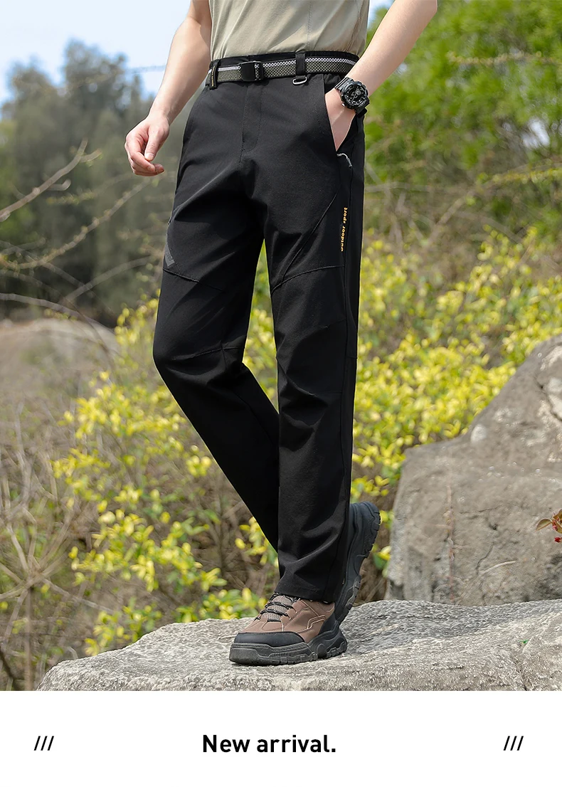 Men's Outdoor Elastic Quick-Dry Hiking Pants, Water-Resistant, Durable, Comfortable, Versatile, Suitable for Daily Work, Mountaineering, Camping, and Fishing Activities