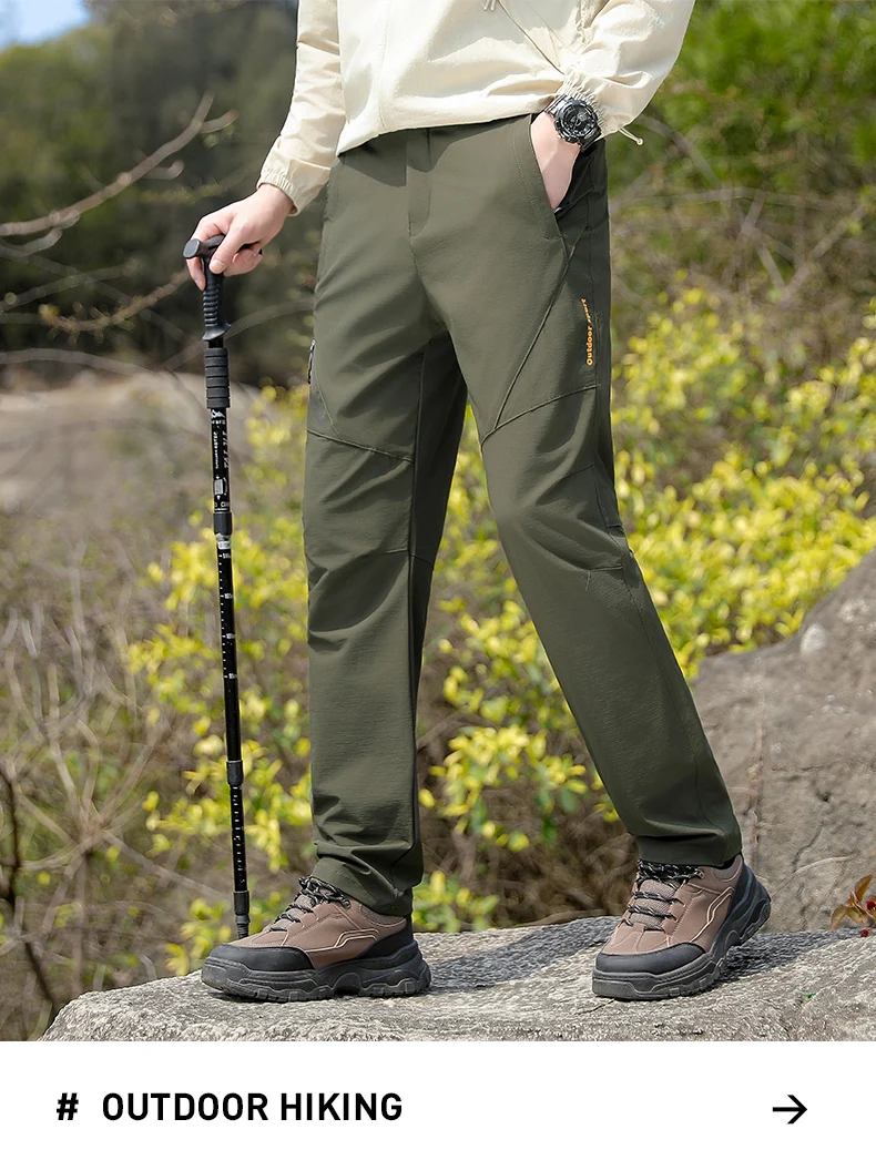 Men's Outdoor Elastic Quick-Dry Hiking Pants, Water-Resistant, Durable, Comfortable, Versatile, Suitable for Daily Work, Mountaineering, Camping, and Fishing Activities