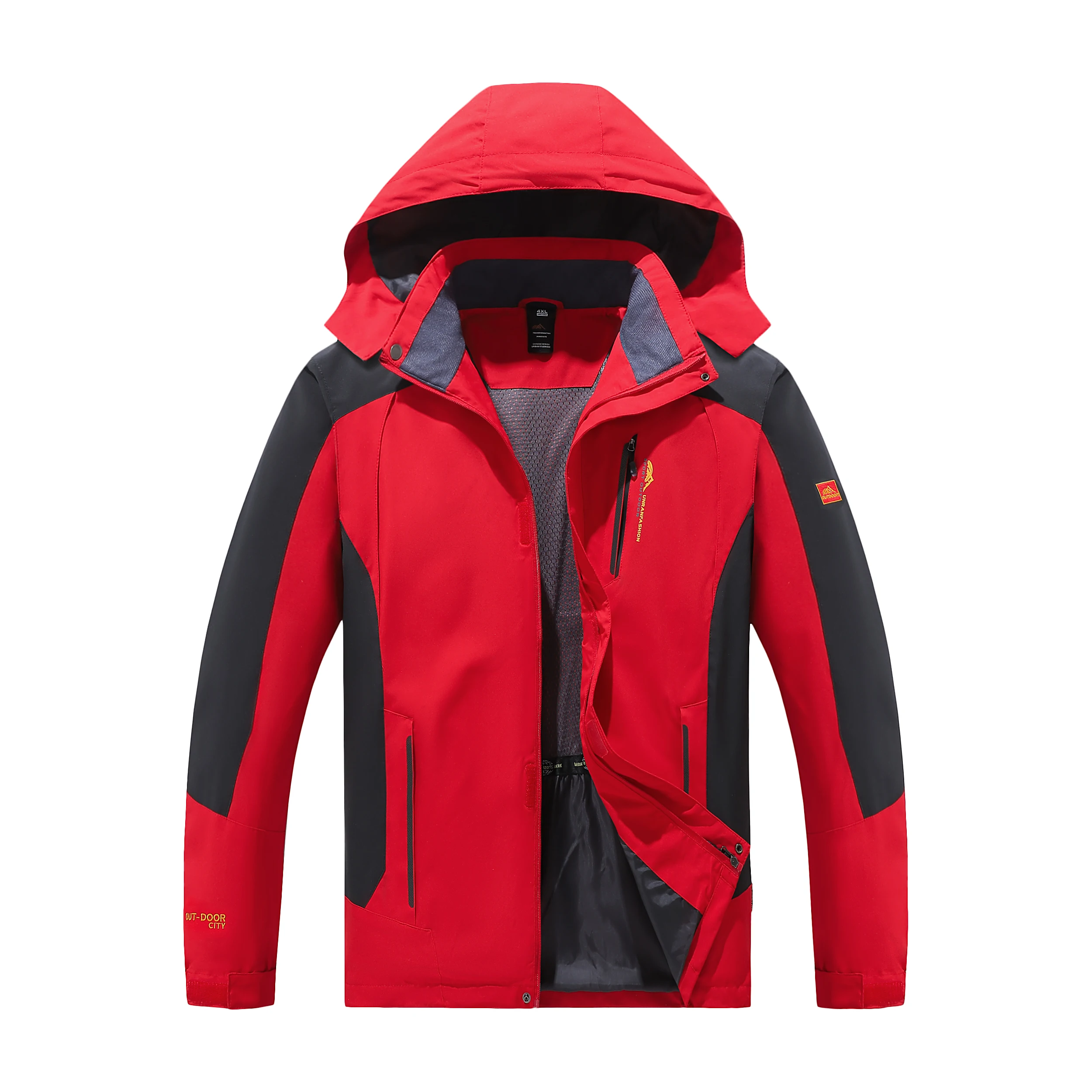 Men's Spring and Autumn Outdoor Water-Repellent Jacket, Windproof and Wear-Resistant, with Detachable Hood, Suitable for Outdoor Camping, Fishing, Mountaineering, and Hiking Activities