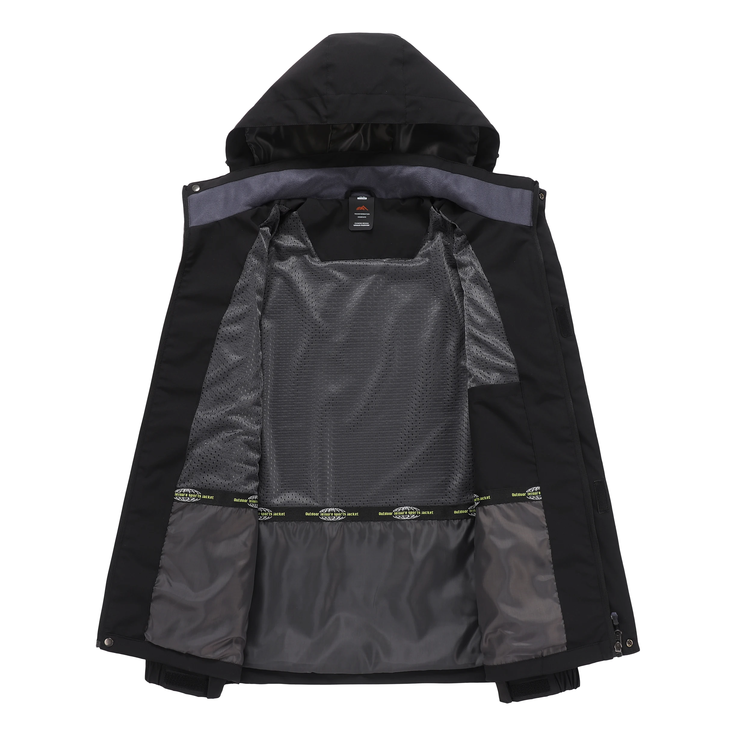 Men's Spring and Autumn Outdoor Water-Repellent Jacket, Windproof and Wear-Resistant, with Detachable Hood, Suitable for Outdoor Camping, Fishing, Mountaineering, and Hiking Activities