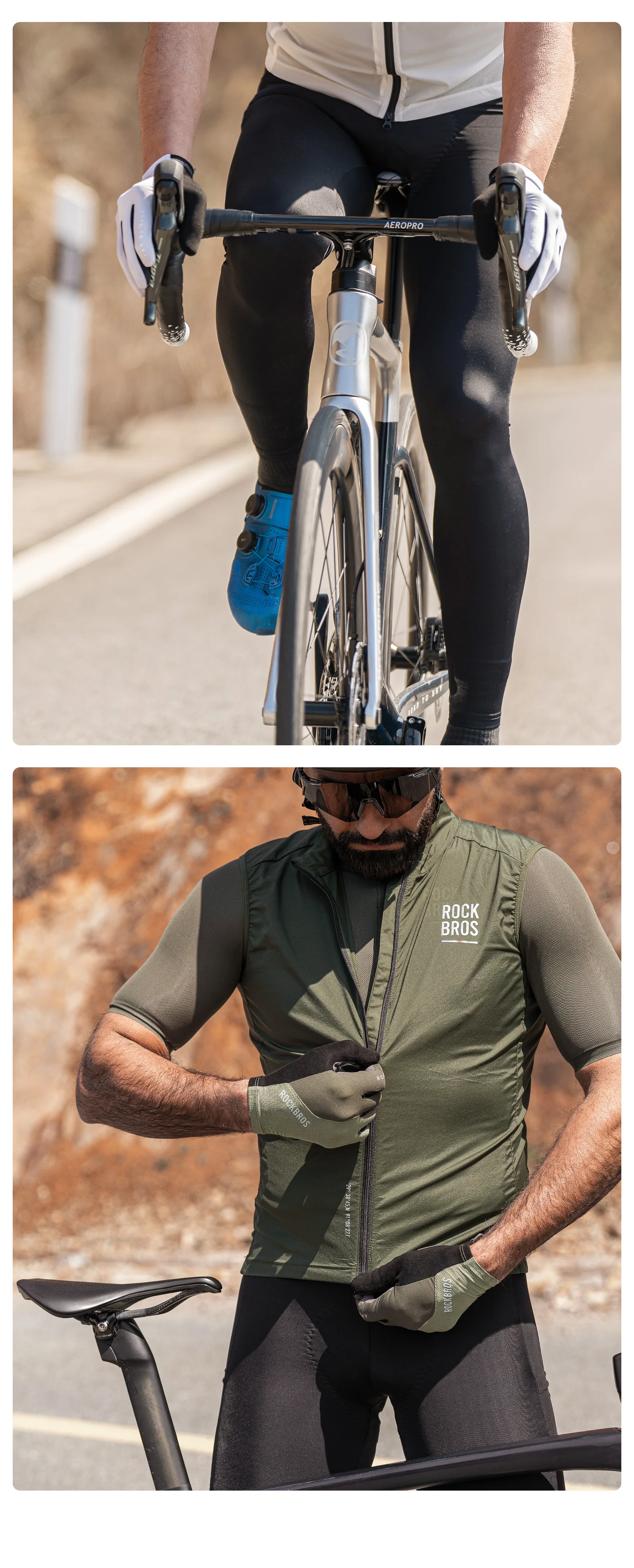 ROCKBROS ROAD TO SKY Cycling Gloves Full Finger Summer Breathable Bicycle Gloves Touch Screen Padded Sun protection Bike Gloves
