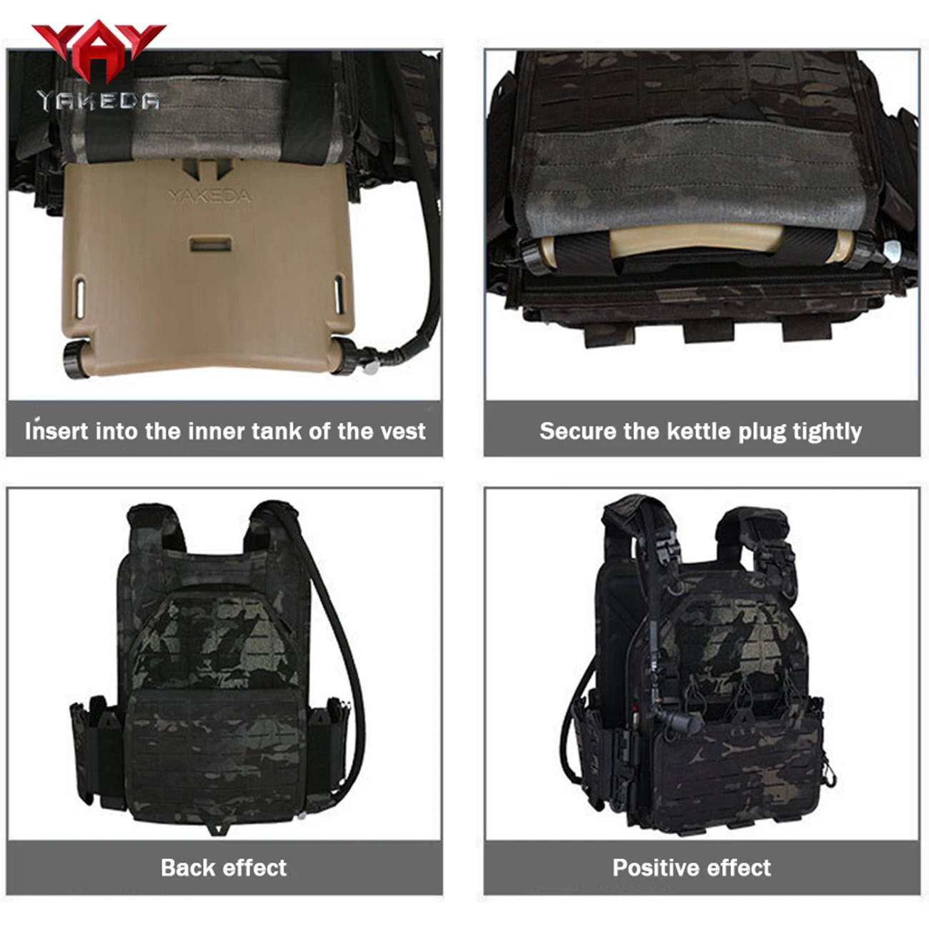 YAKEDA Hunting Vest Insert Plate Water Bag Comes with Drinking Hose+Bite Valve Connector Hard Shell Comes with Badge