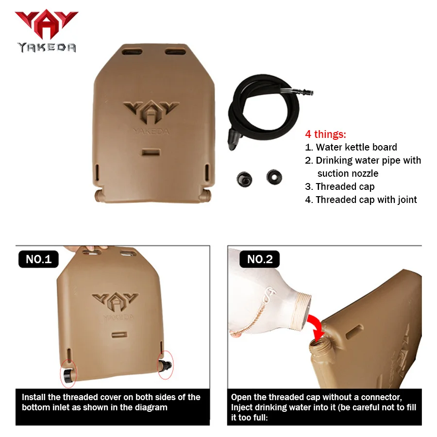 YAKEDA Hunting Vest Insert Plate Water Bag Comes with Drinking Hose+Bite Valve Connector Hard Shell Comes with Badge
