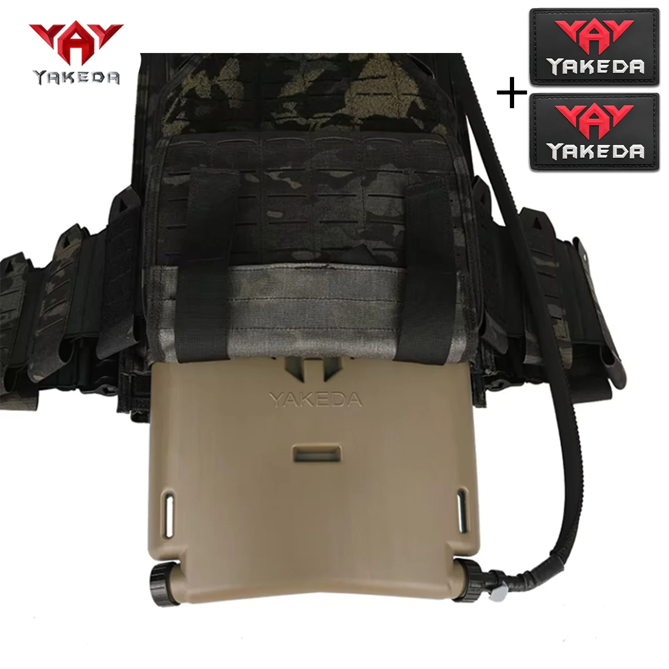 YAKEDA Hunting Vest Insert Plate Water Bag Comes with Drinking Hose+Bite Valve Connector Hard Shell Comes with Badge