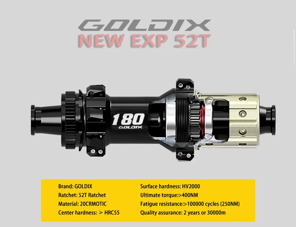 GOLDIX R180 24/28H Road Gravel Bike Hub 52T Ratchet Center Lock Disc Brake HG XDR 11-12 Speed Lightweight Bicycle Wheel Hubset