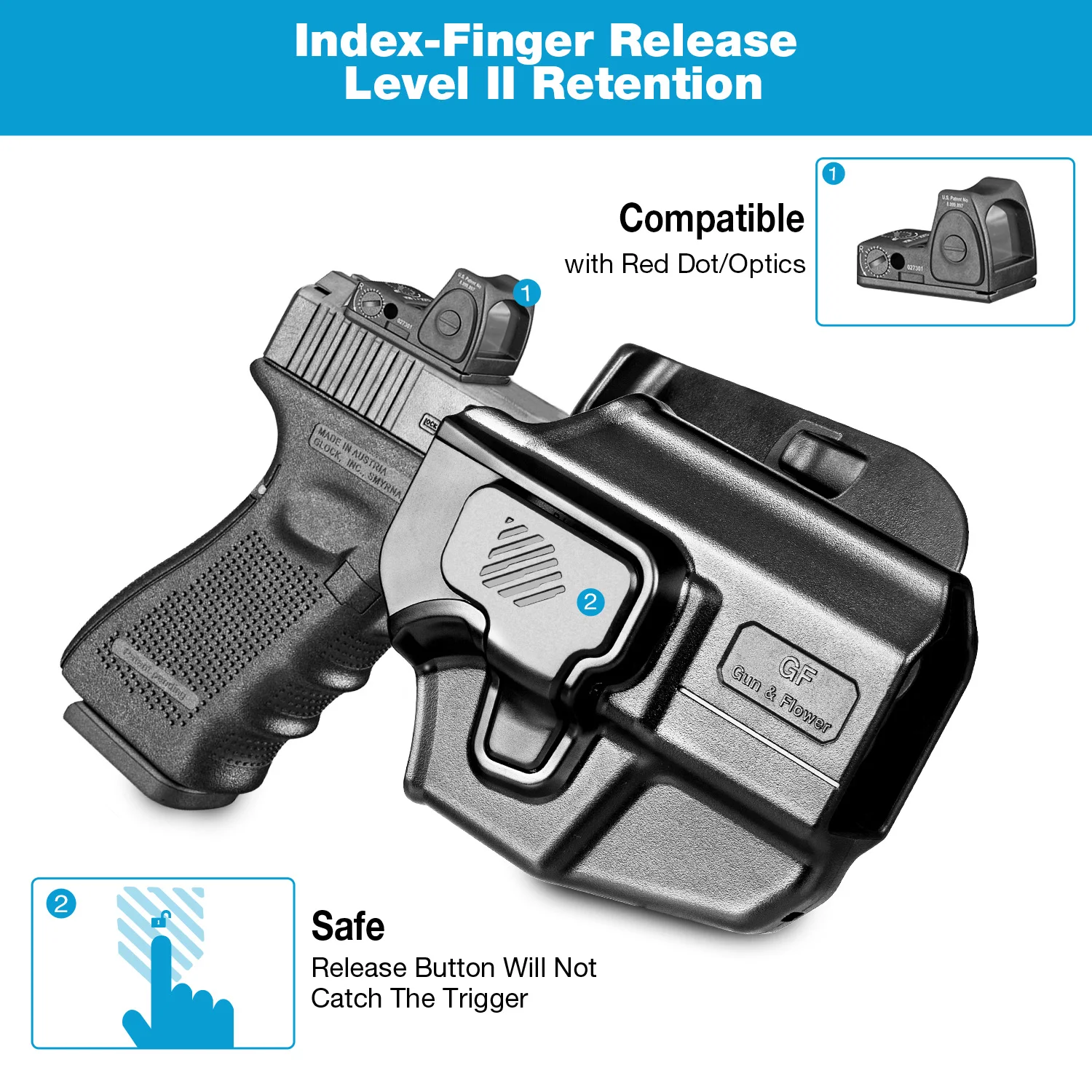 Universal Polymer OWB Holster for Glock/Taurus/Springfield/TARA/Walther/Ruger/S&W/Sig Sauer/CZ/SCCY Tactical Handgun Holder
