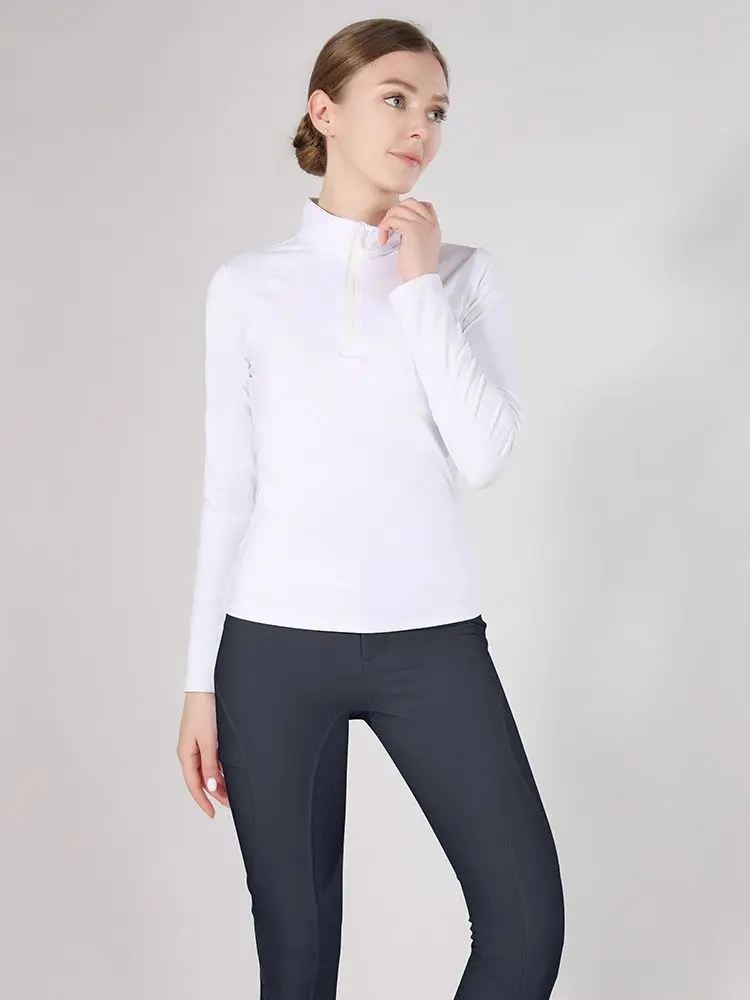 MXLLINA Button Zipper Horse Riding Pants Women Equestrian Leggings Breeches Competition Full Silicone Sports Tights Equipment