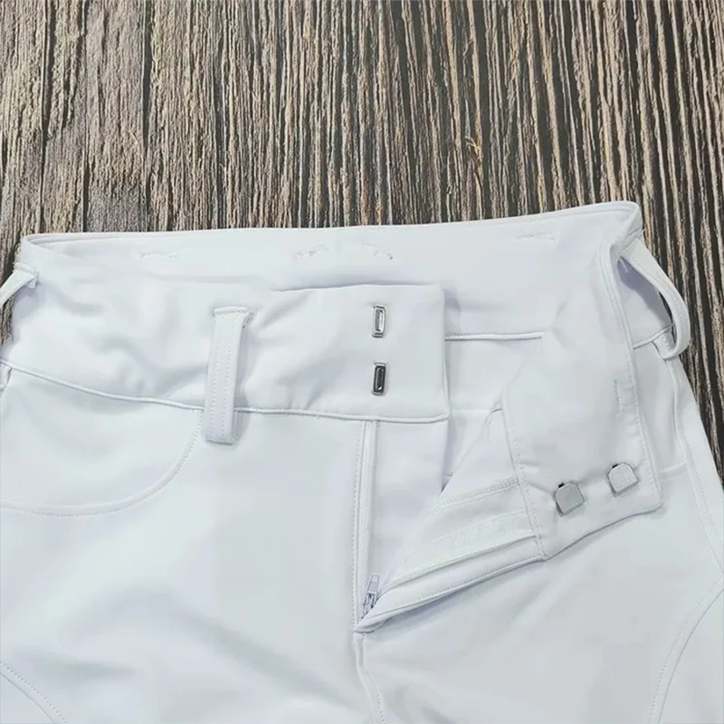 MXLLINA Button Zipper Horse Riding Pants Women Equestrian Leggings Breeches Competition Full Silicone Sports Tights Equipment