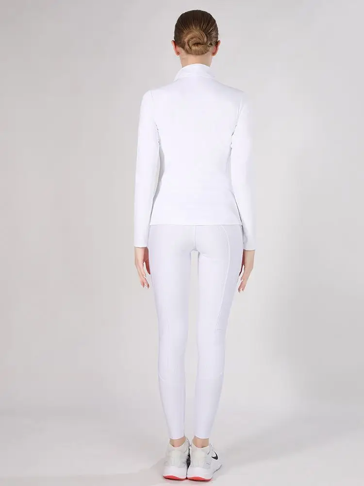 MXLLINA Button Zipper Horse Riding Pants Women Equestrian Leggings Breeches Competition Full Silicone Sports Tights Equipment