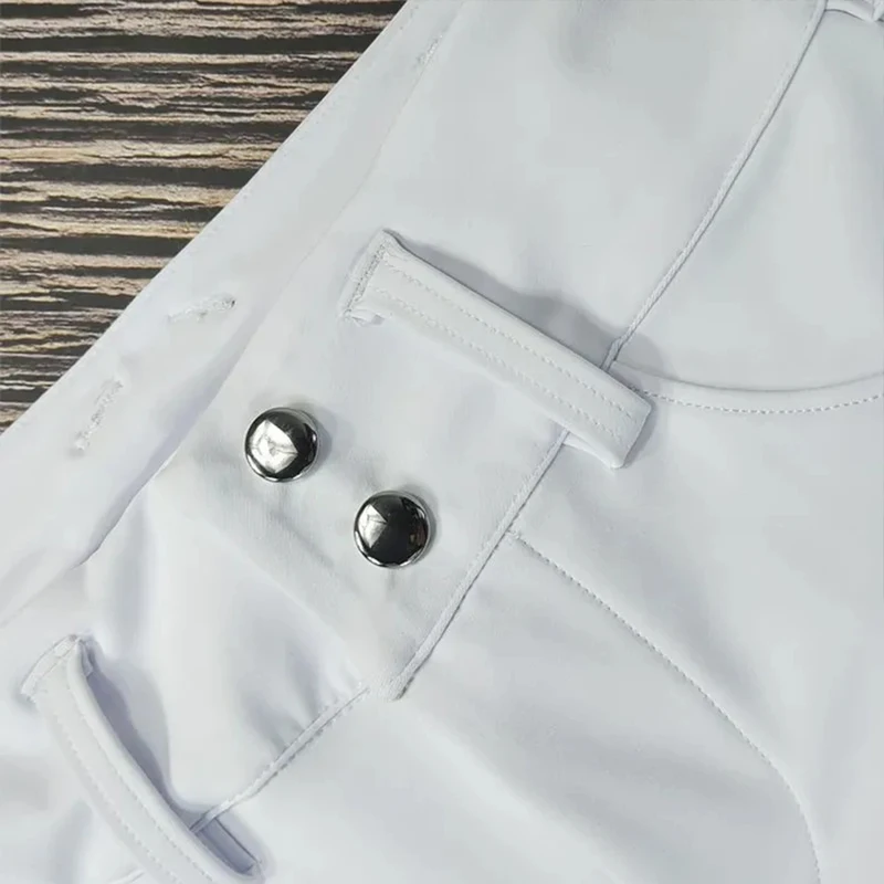 MXLLINA Button Zipper Horse Riding Pants Women Equestrian Leggings Breeches Competition Full Silicone Sports Tights Equipment