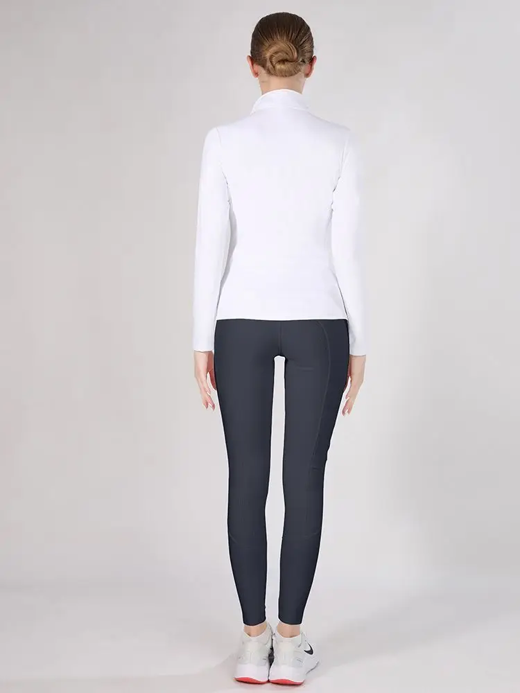 MXLLINA Button Zipper Horse Riding Pants Women Equestrian Leggings Breeches Competition Full Silicone Sports Tights Equipment