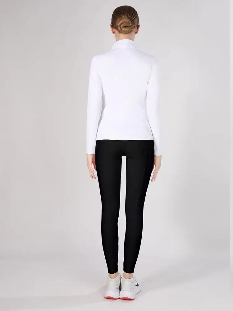 MXLLINA Button Zipper Horse Riding Pants Women Equestrian Leggings Breeches Competition Full Silicone Sports Tights Equipment
