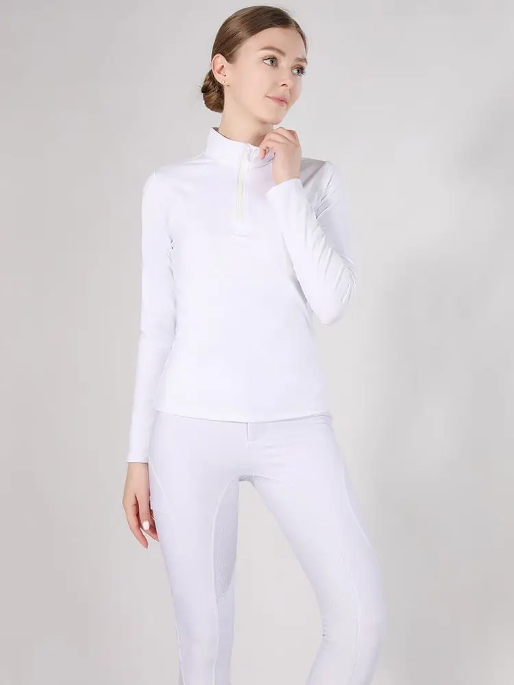 MXLLINA Button Zipper Horse Riding Pants Women Equestrian Leggings Breeches Competition Full Silicone Sports Tights Equipment
