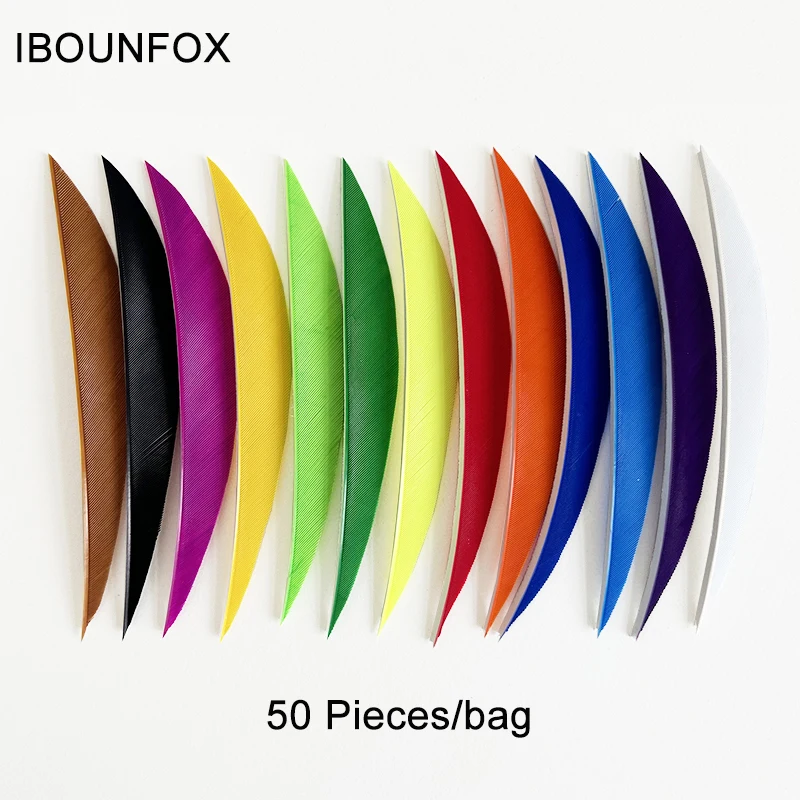 50 Pcs 5" IBOUNFOX Turkey Arrow Feather Shuttle Shape Archery Feather Fletching 5 Inch for Arrow Accessories -Right Wing