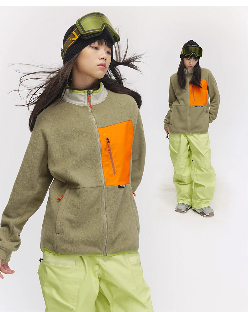 VECTOR Fleece Jacket Woman Autumn Winter Warm Coats Men Clothing 2023 Contrast Sleeve Sweatshirt Coats Color Outdoor Jakcets