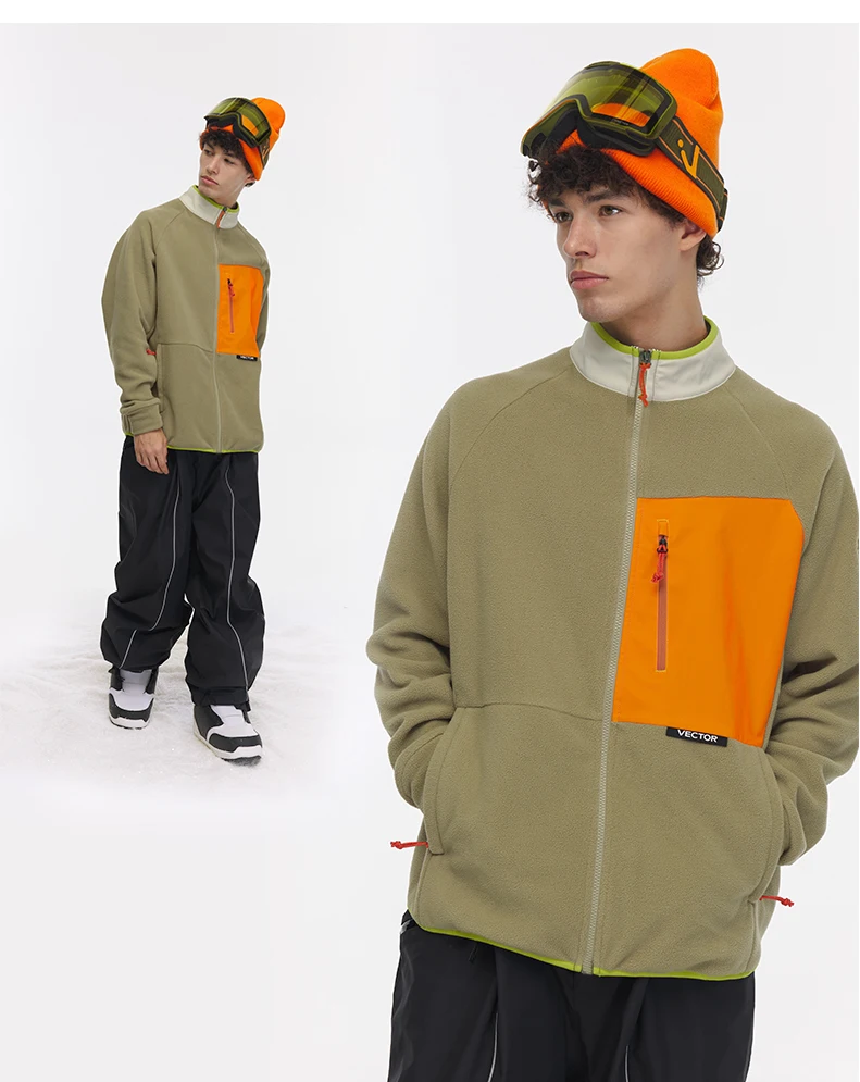 VECTOR Fleece Jacket Woman Autumn Winter Warm Coats Men Clothing 2023 Contrast Sleeve Sweatshirt Coats Color Outdoor Jakcets