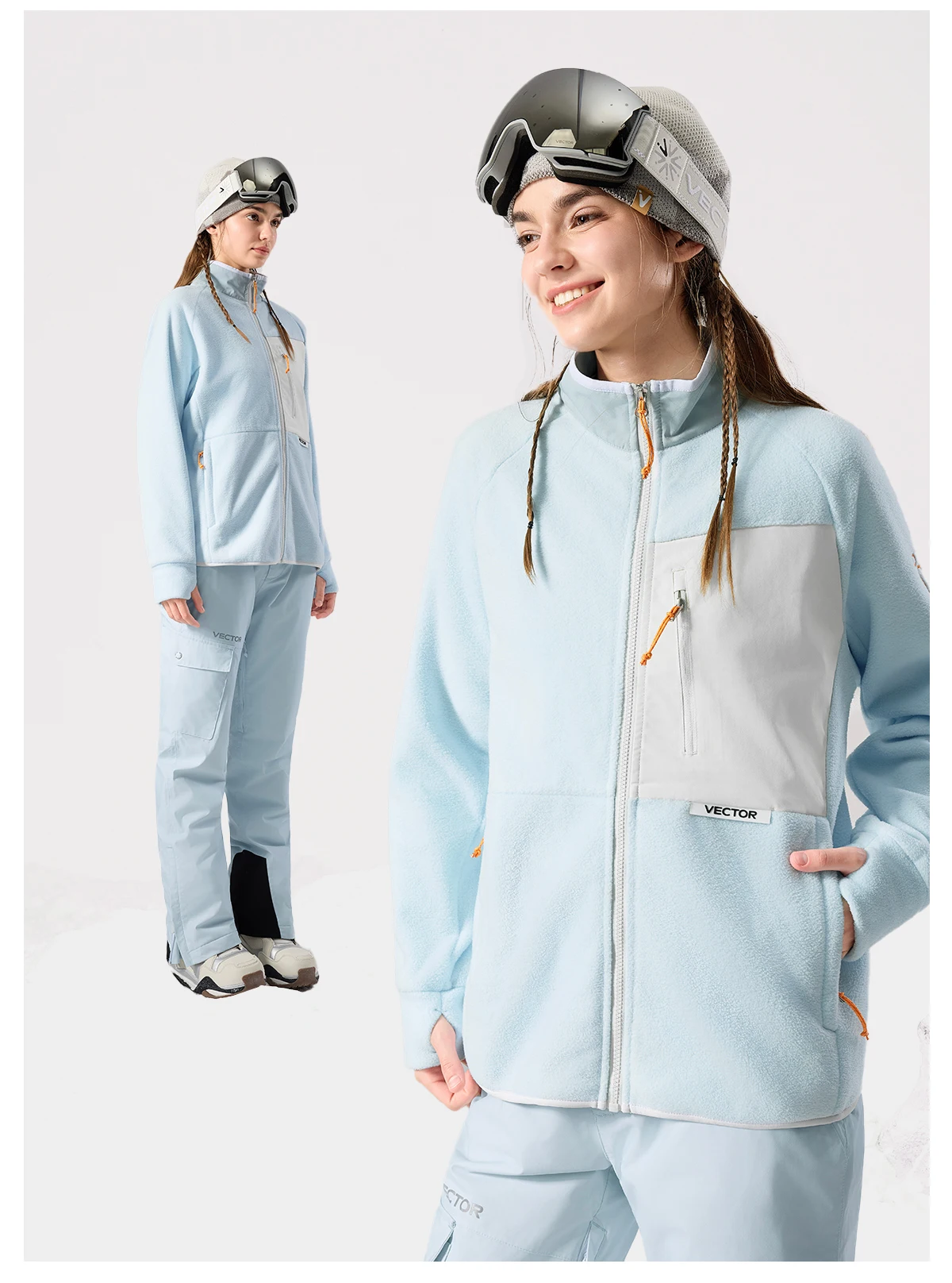 VECTOR Fleece Jacket Woman Autumn Winter Warm Coats Men Clothing 2023 Contrast Sleeve Sweatshirt Coats Color Outdoor Jakcets