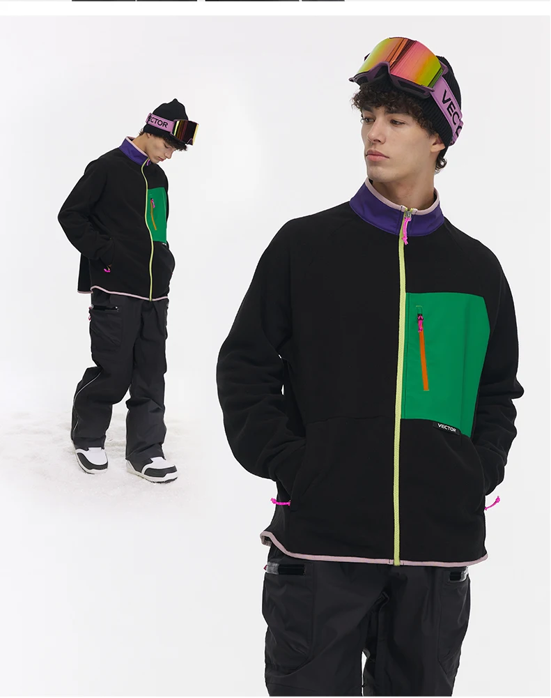VECTOR Fleece Jacket Woman Autumn Winter Warm Coats Men Clothing 2023 Contrast Sleeve Sweatshirt Coats Color Outdoor Jakcets