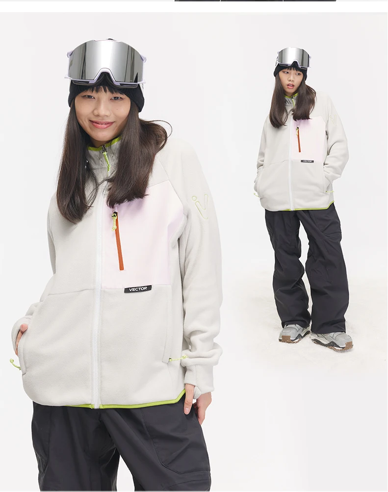 VECTOR Fleece Jacket Woman Autumn Winter Warm Coats Men Clothing 2023 Contrast Sleeve Sweatshirt Coats Color Outdoor Jakcets