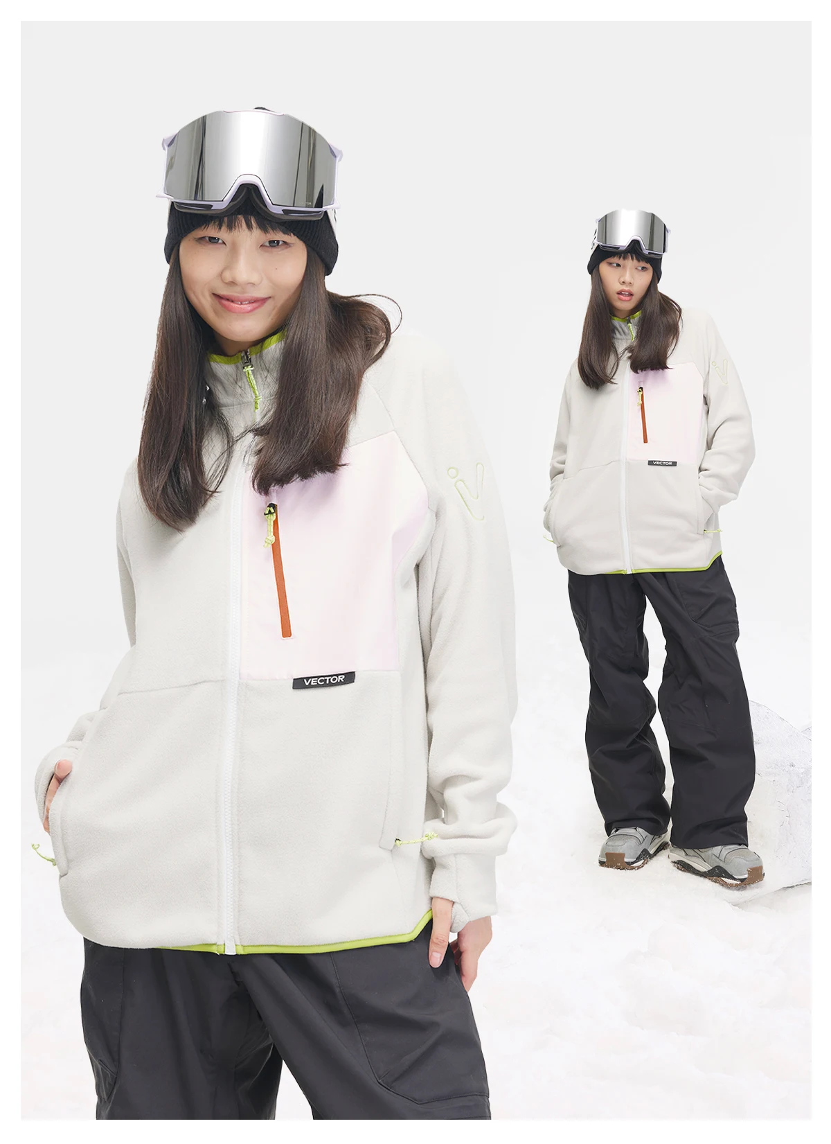 VECTOR Fleece Jacket Woman Autumn Winter Warm Coats Men Clothing 2023 Contrast Sleeve Sweatshirt Coats Color Outdoor Jakcets