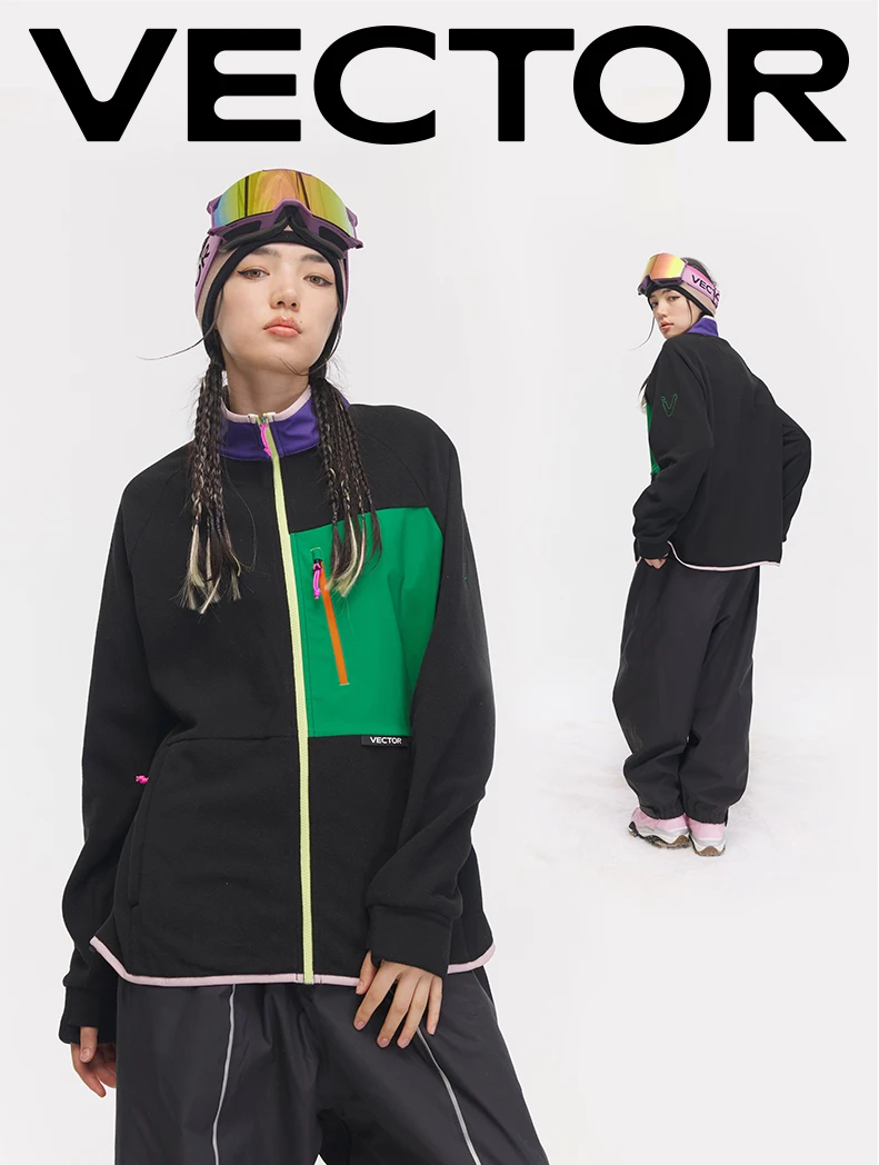 VECTOR Fleece Jacket Woman Autumn Winter Warm Coats Men Clothing 2023 Contrast Sleeve Sweatshirt Coats Color Outdoor Jakcets