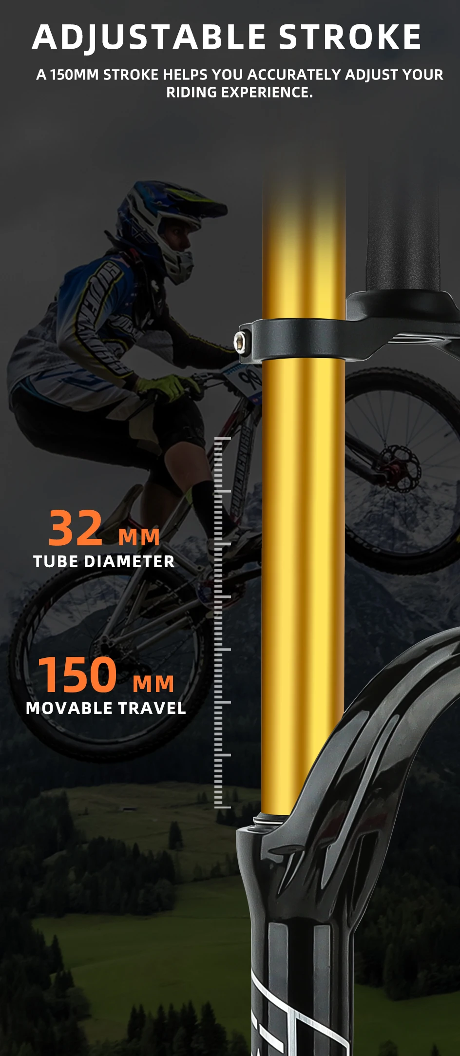 BOLANY Double Crown Bicycle Air Fork 27.5 29 inch MTB Air Suspension 9x100mm Quick Release Bike Fork for Mountain Bike