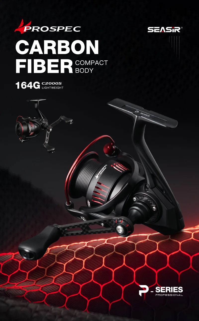 Seasir P-Series Prospec Carbon Fiber Spining Reel 9Kg Max Drag 8+1BB 5.2:1/6.2:1 Freshwater Saltwater Fishing Reel