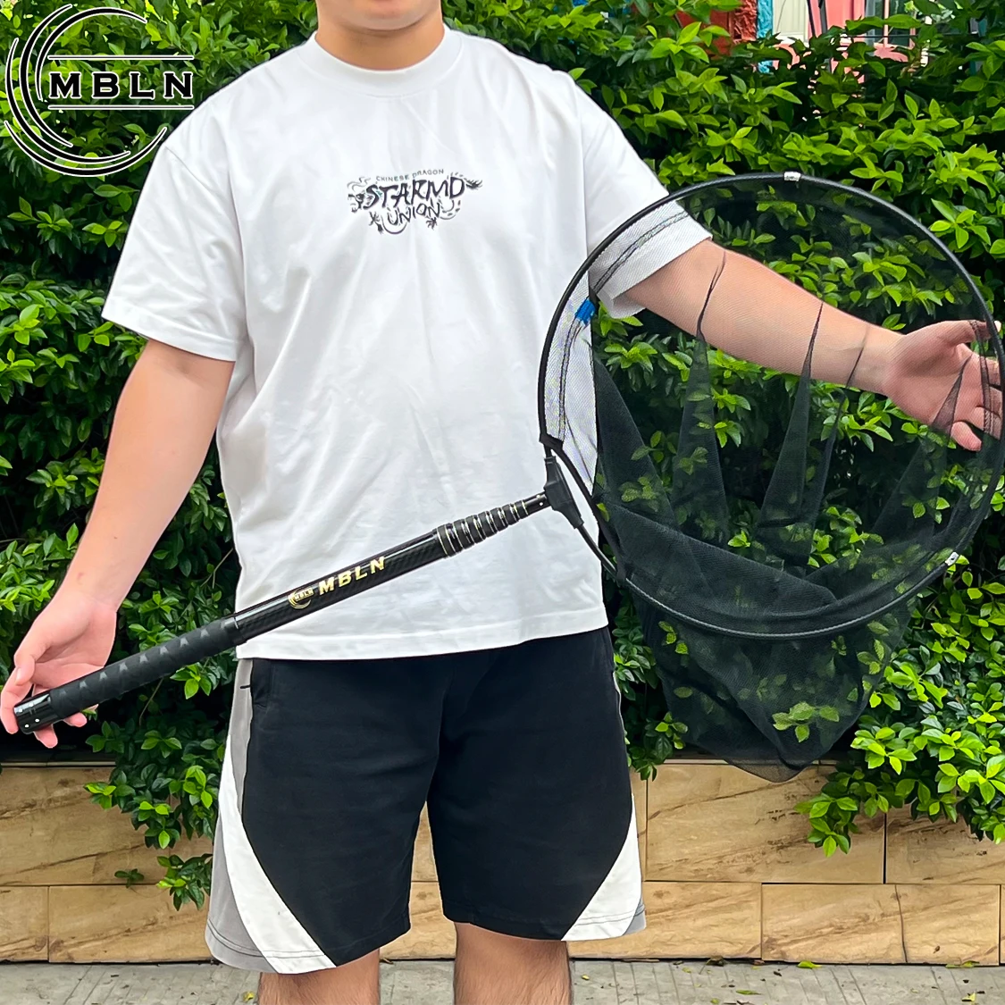 MBLN Carbon Fiber Shovel Net, 3M Telescopic Pole, 45CM Net Head, Folded Length 58.5CM, Double-Layer Carbon Fiber, Positionable