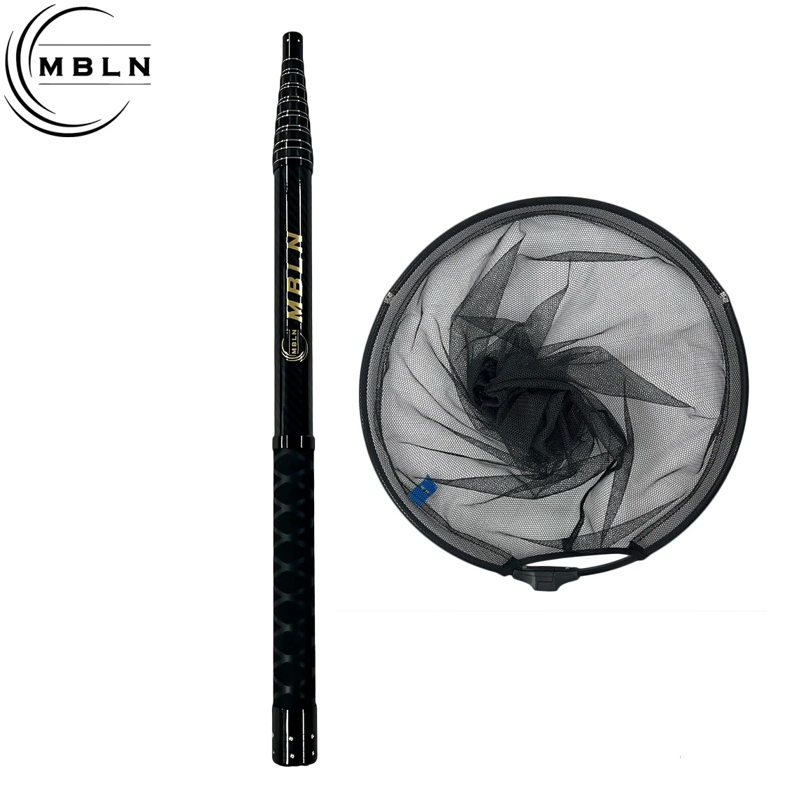 MBLN Carbon Fiber Shovel Net, 3M Telescopic Pole, 45CM Net Head, Folded Length 58.5CM, Double-Layer Carbon Fiber, Positionable