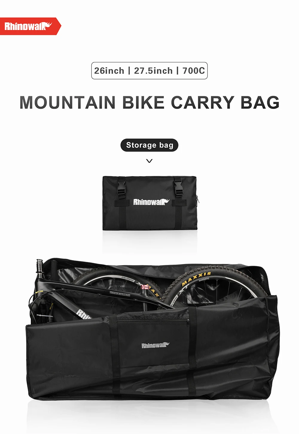 Rhinowalk Bigycle Storage Bag MTB Carrying Bag 27.5 Inch 700c Road Bike Thicken Bike Carrying Box Protective Cover Accessories