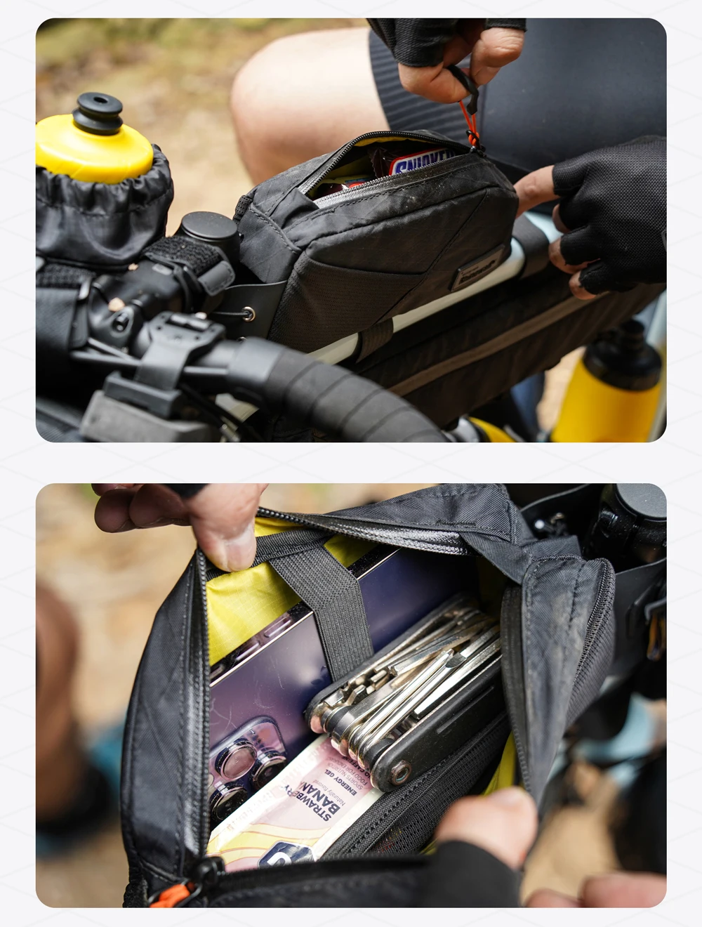 Rhinowalk Bike Frame Bag Water-Resistant Bicycle Top Tube Bag Screw Or Strap Fixing Cycling Storage Luggage For Mtb&Road Bike