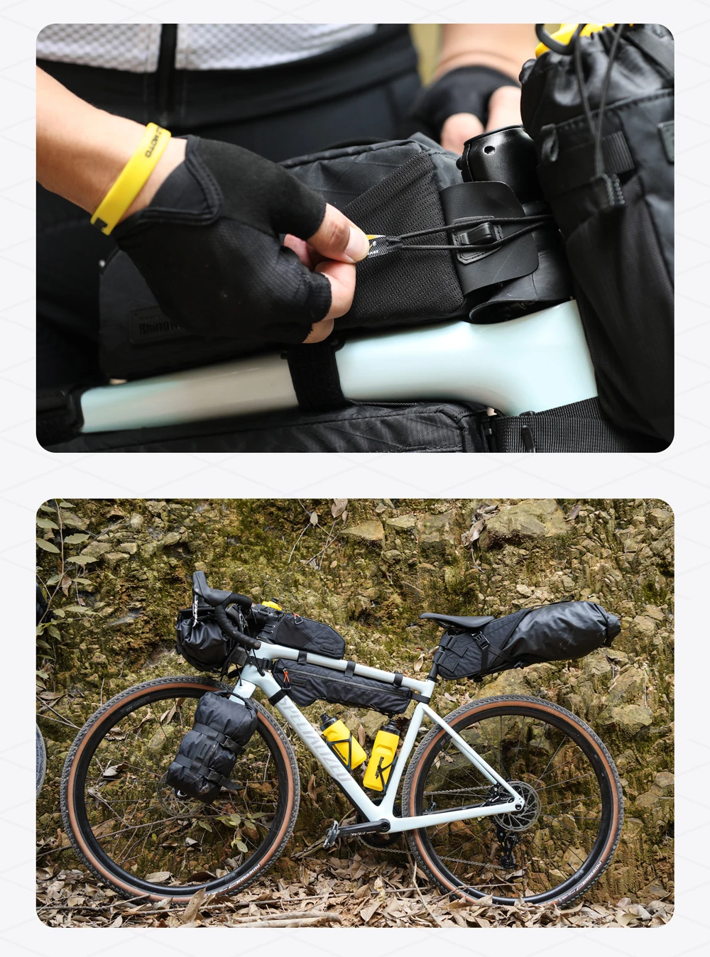 Rhinowalk Bike Frame Bag Water-Resistant Bicycle Top Tube Bag Screw Or Strap Fixing Cycling Storage Luggage For Mtb&Road Bike