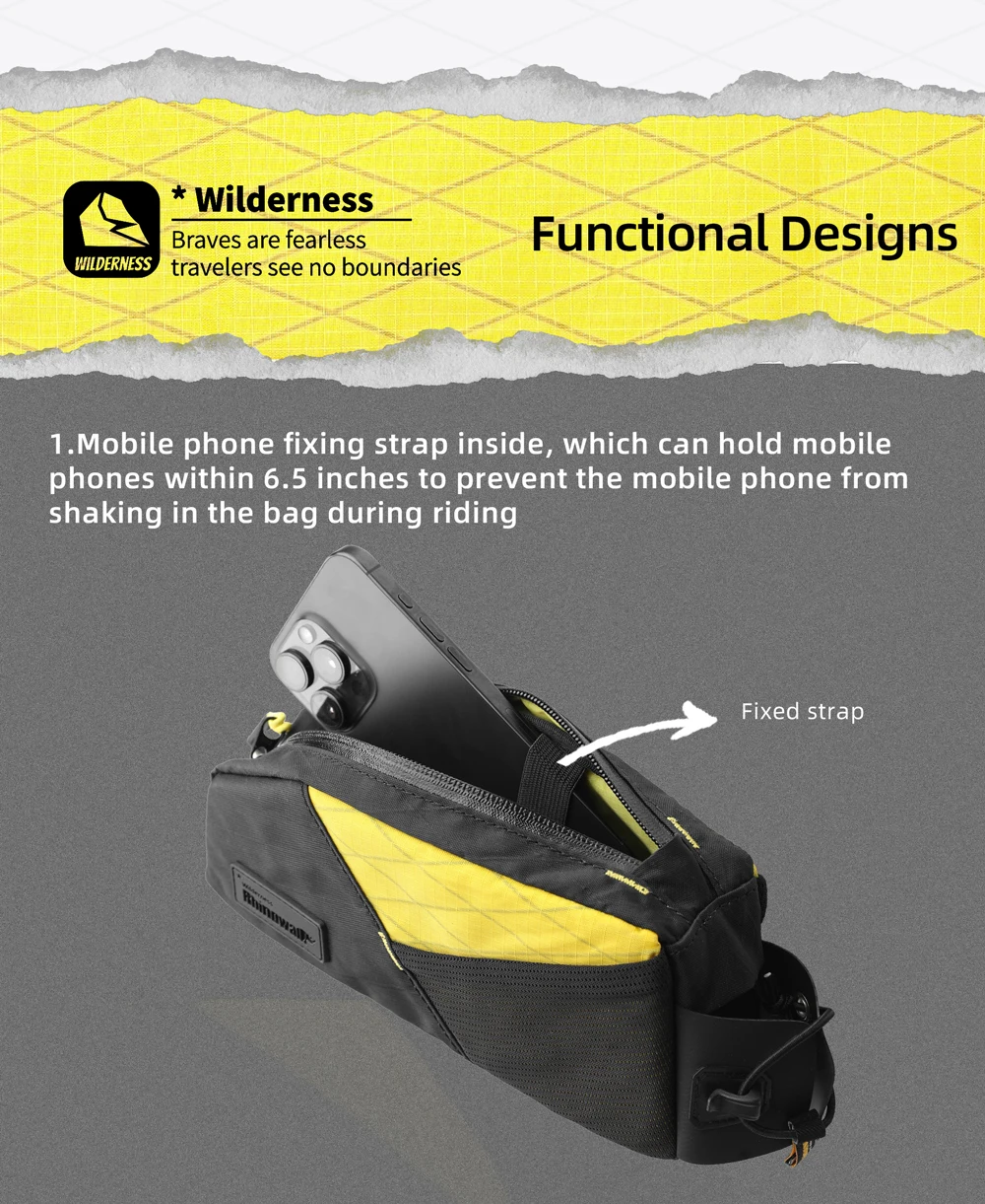 Rhinowalk Bike Frame Bag Water-Resistant Bicycle Top Tube Bag Screw Or Strap Fixing Cycling Storage Luggage For Mtb&Road Bike