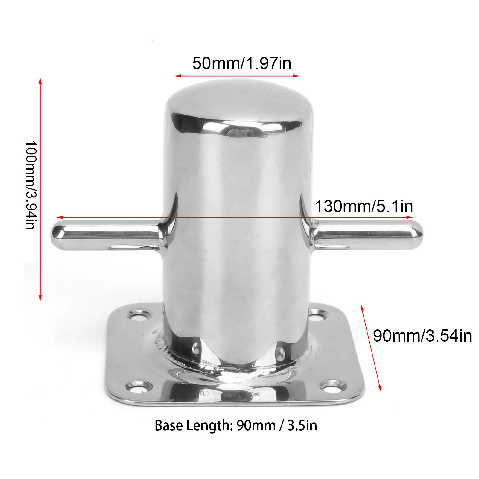 316 Stainless Steel Single Mooring Bitt Heavy Duty Cross Bollard Cleat Marine Hardware Accessories