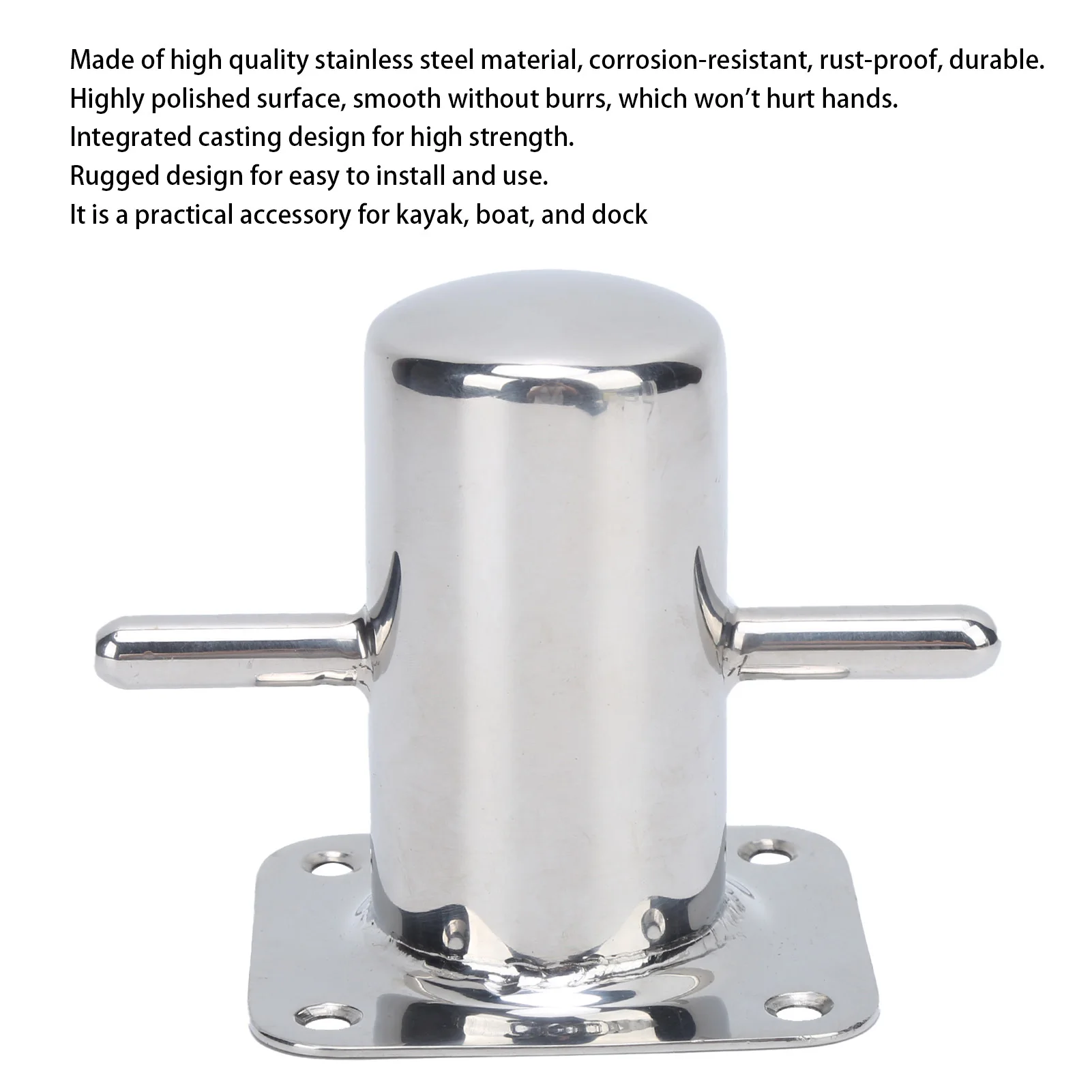 316 Stainless Steel Single Mooring Bitt Heavy Duty Cross Bollard Cleat Marine Hardware Accessories