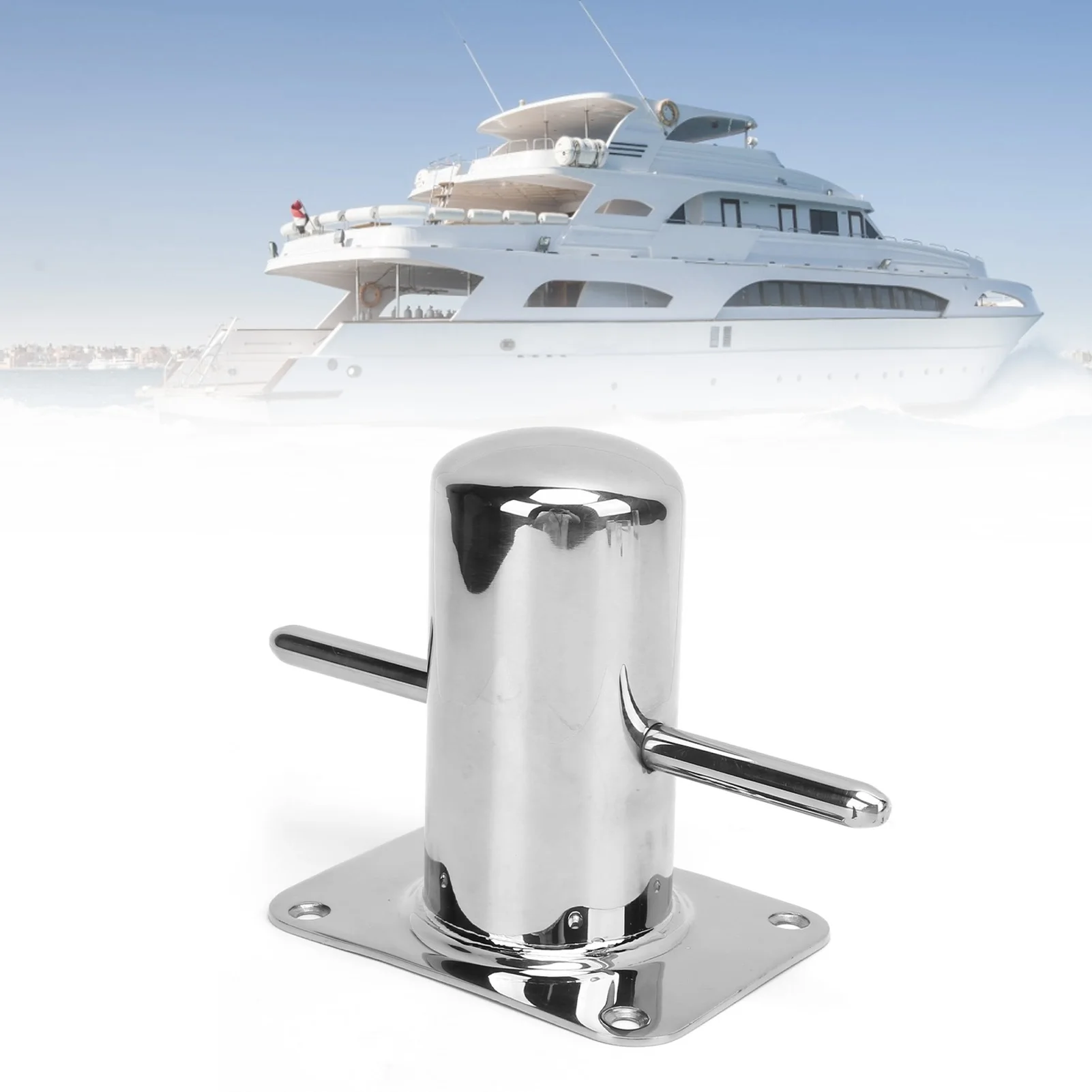 316 Stainless Steel Single Mooring Bitt Heavy Duty Cross Bollard Cleat Marine Hardware Accessories