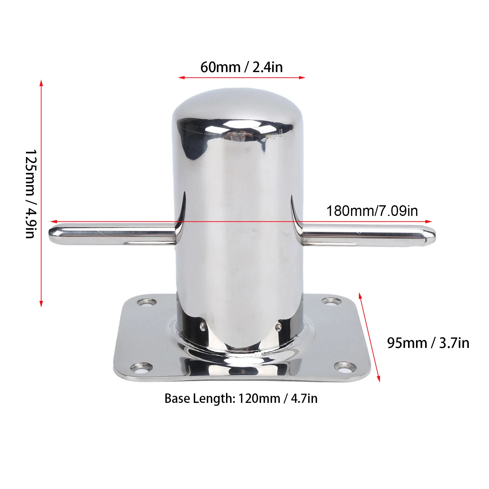 316 Stainless Steel Single Mooring Bitt Heavy Duty Cross Bollard Cleat Marine Hardware Accessories