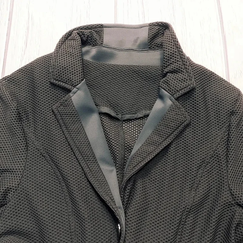 MXLLINA Breathable Mesh Hole Equestrian Jacket Women Summer Outdoor Horse Riding Clothing High Stretch Horse Riding Sport Coat