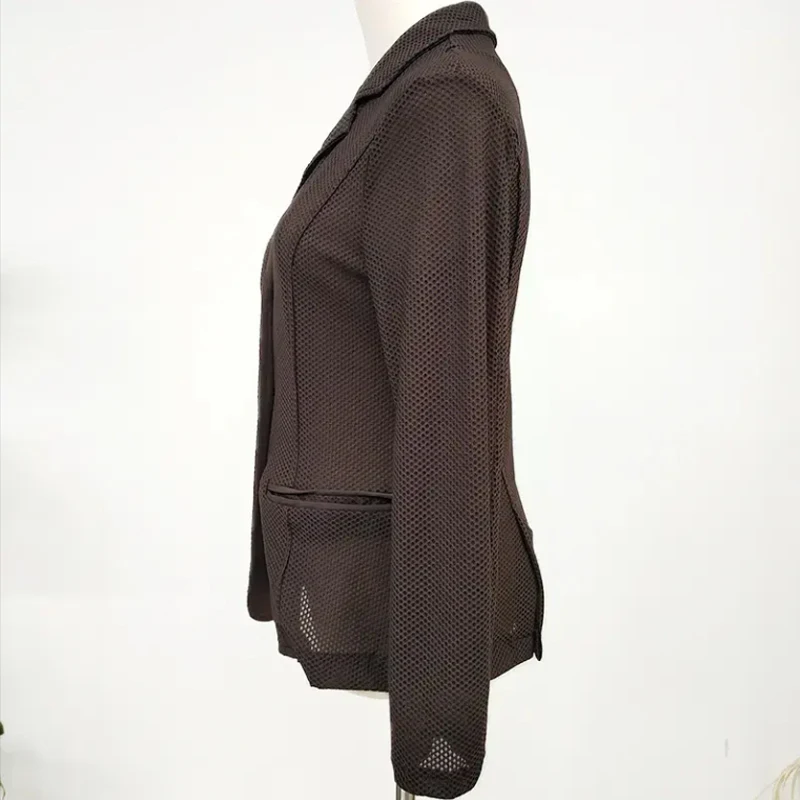MXLLINA Breathable Mesh Hole Equestrian Jacket Women Summer Outdoor Horse Riding Clothing High Stretch Horse Riding Sport Coat