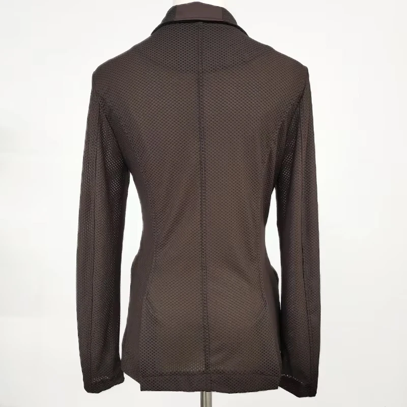 MXLLINA Breathable Mesh Hole Equestrian Jacket Women Summer Outdoor Horse Riding Clothing High Stretch Horse Riding Sport Coat