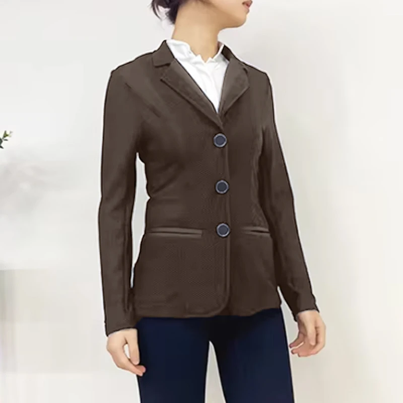 MXLLINA Breathable Mesh Hole Equestrian Jacket Women Summer Outdoor Horse Riding Clothing High Stretch Horse Riding Sport Coat