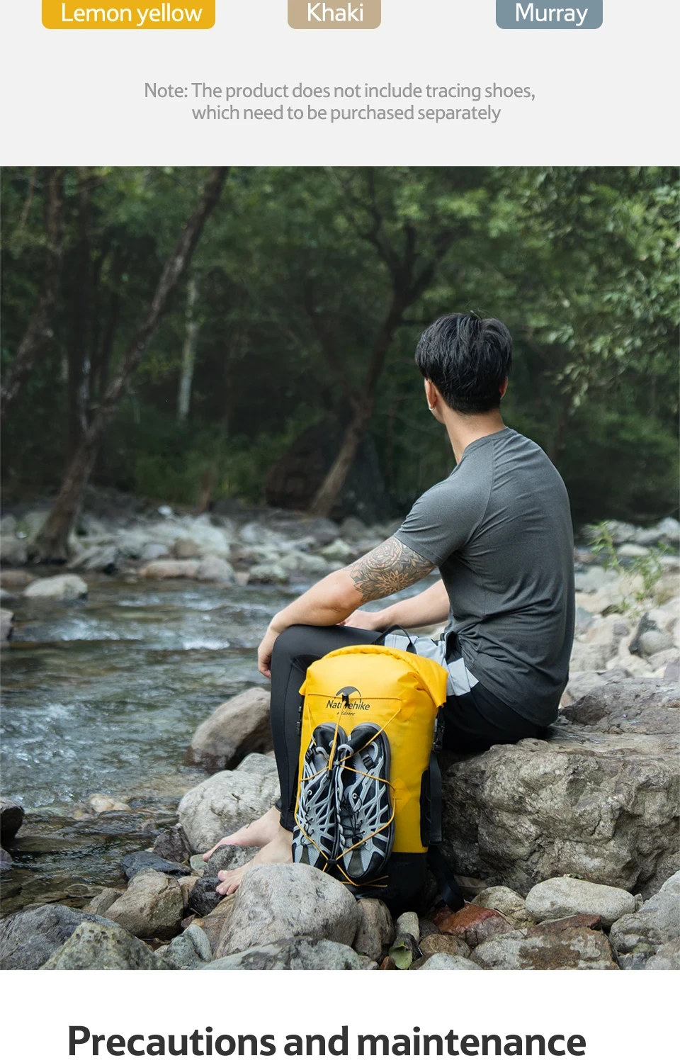 Naturehike Outdoor Waterproof Bag Wet & Dry Separation Outdoor Portable 20-40L Large Capacity Trail Bags Diving Backpack