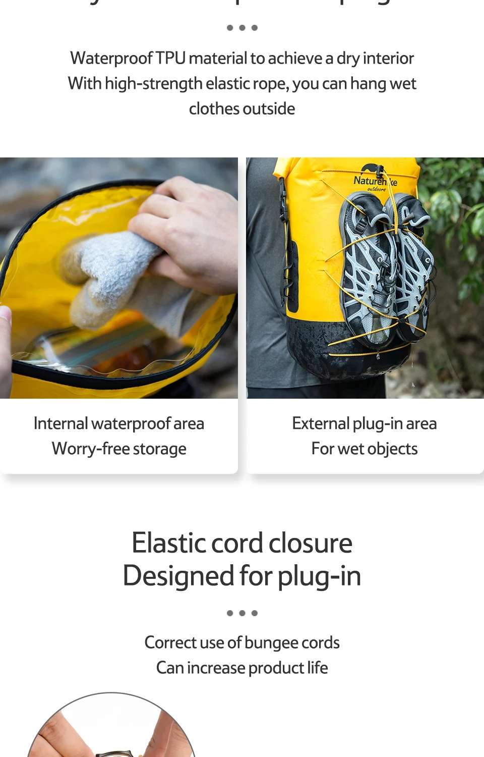 Naturehike Outdoor Waterproof Bag Wet & Dry Separation Outdoor Portable 20-40L Large Capacity Trail Bags Diving Backpack