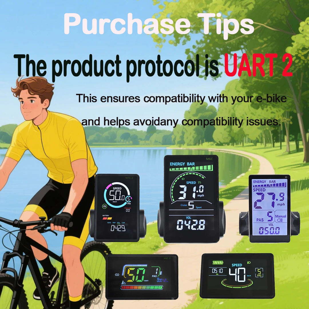 UART2 P5C Electric Bike Colorful LCD Display Meter 24V-60V SM/Waterproof Connection Plug Ebike intelligent Display With USB