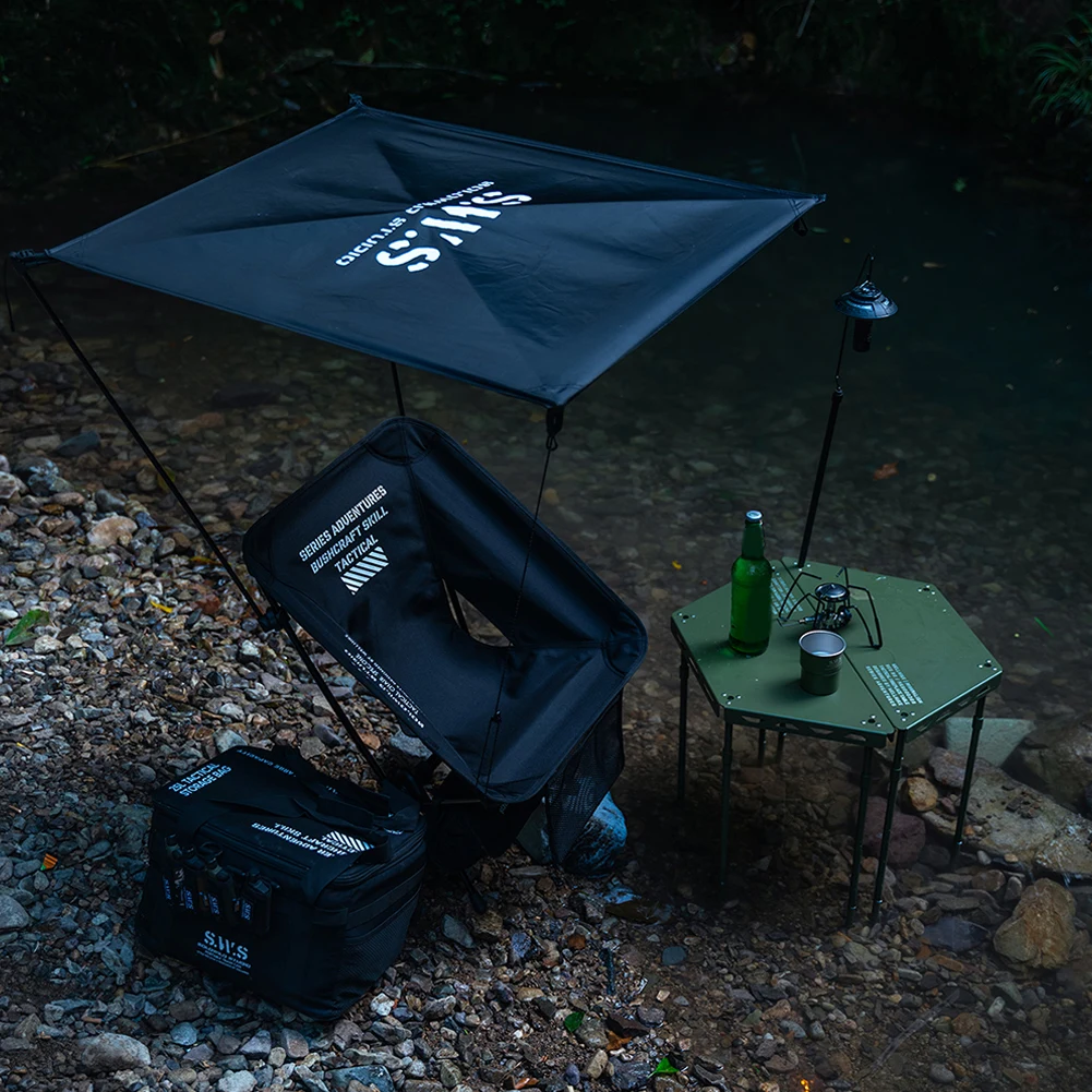 Lounge Chair Sunshade UV Protection Outdoor Moon Chair Awning Waterproof Camping Folding Canopy for Camping Fishing