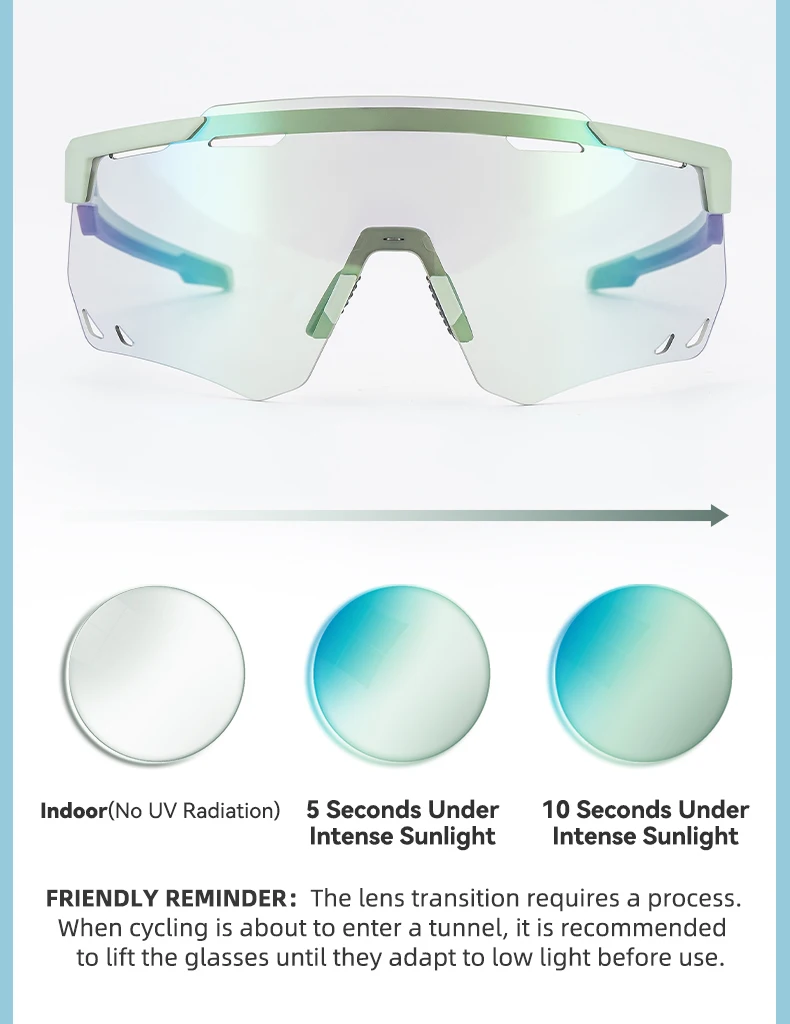 ROCKBROS Ultra-light Cycling Sunglasses Photochromic Polarized Large Frame Cycling Glasses HD Lens UV Protection Bicycle Goggles