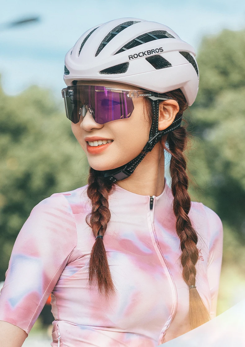 ROCKBROS Ultra-light Cycling Sunglasses Photochromic Polarized Large Frame Cycling Glasses HD Lens UV Protection Bicycle Goggles