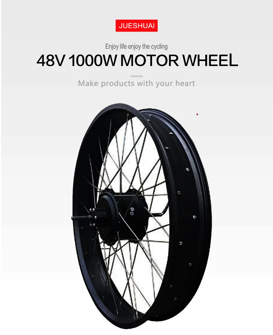 Snow Electric Bike Kit 48V 1000W Rear Brushless Gear Hub Motor Wheel 170MM 190MM Open Size 20“ 26“ Fat Tire for Snow EBike